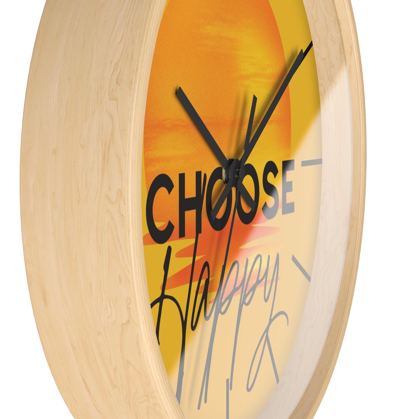 Choose Happy Sunset Wall Clock – Uplifting Home & Office Decor