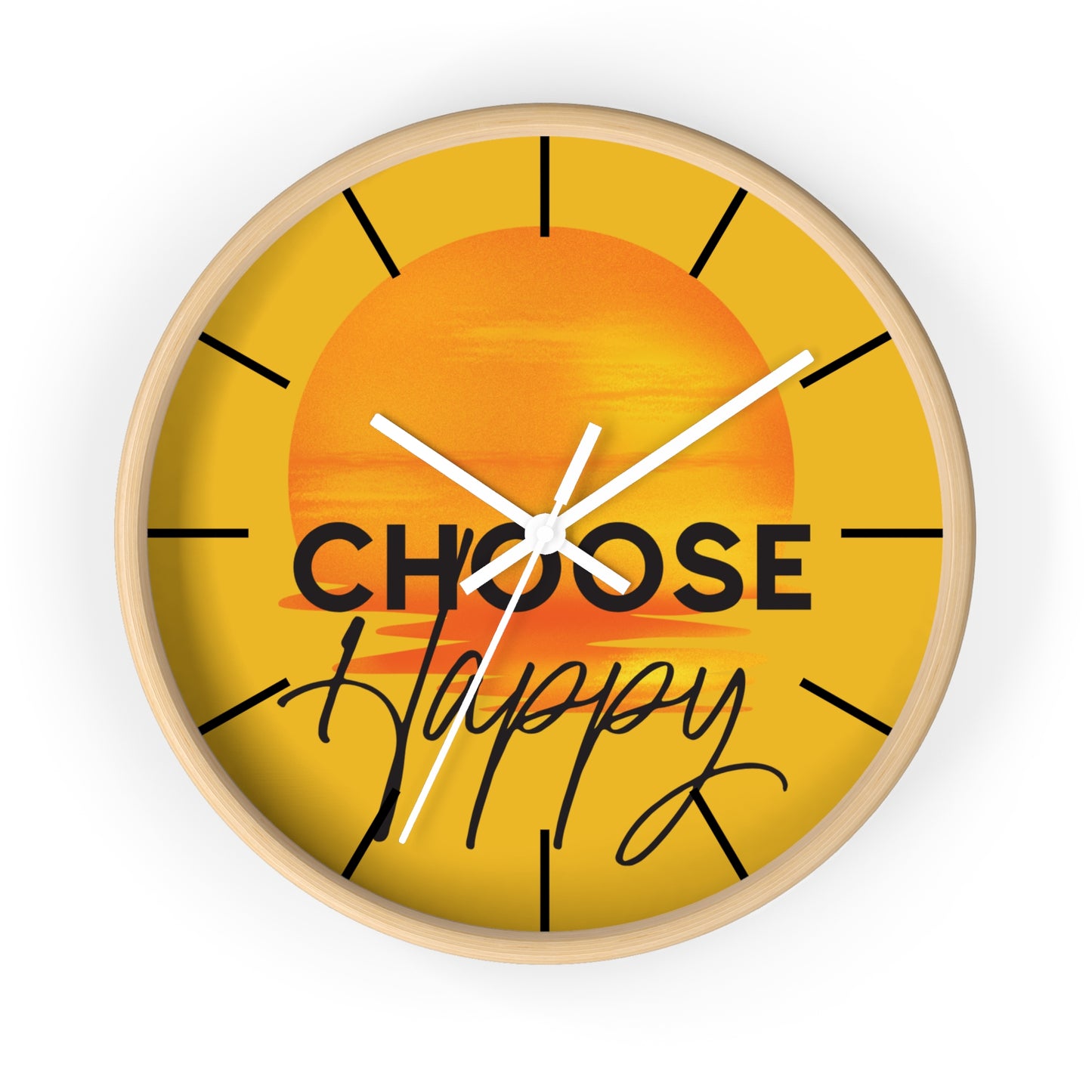Choose Happy Sunset Wall Clock – Uplifting Home & Office Decor
