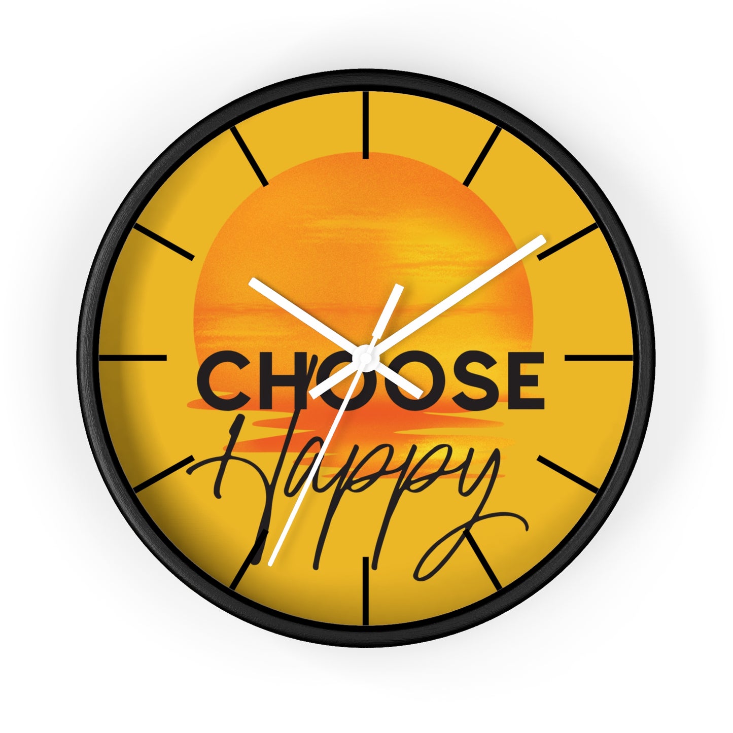 Choose Happy Sunset Wall Clock – Uplifting Home & Office Decor