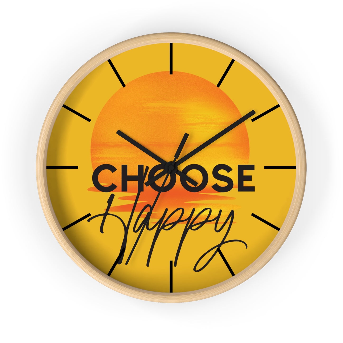 Choose Happy Sunset Wall Clock – Uplifting Home & Office Decor