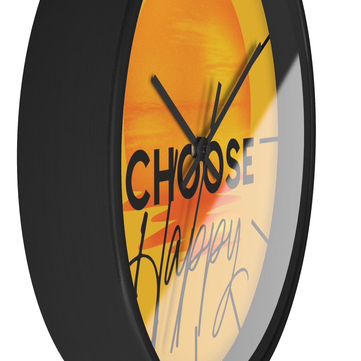 Choose Happy Sunset Wall Clock – Uplifting Home & Office Decor