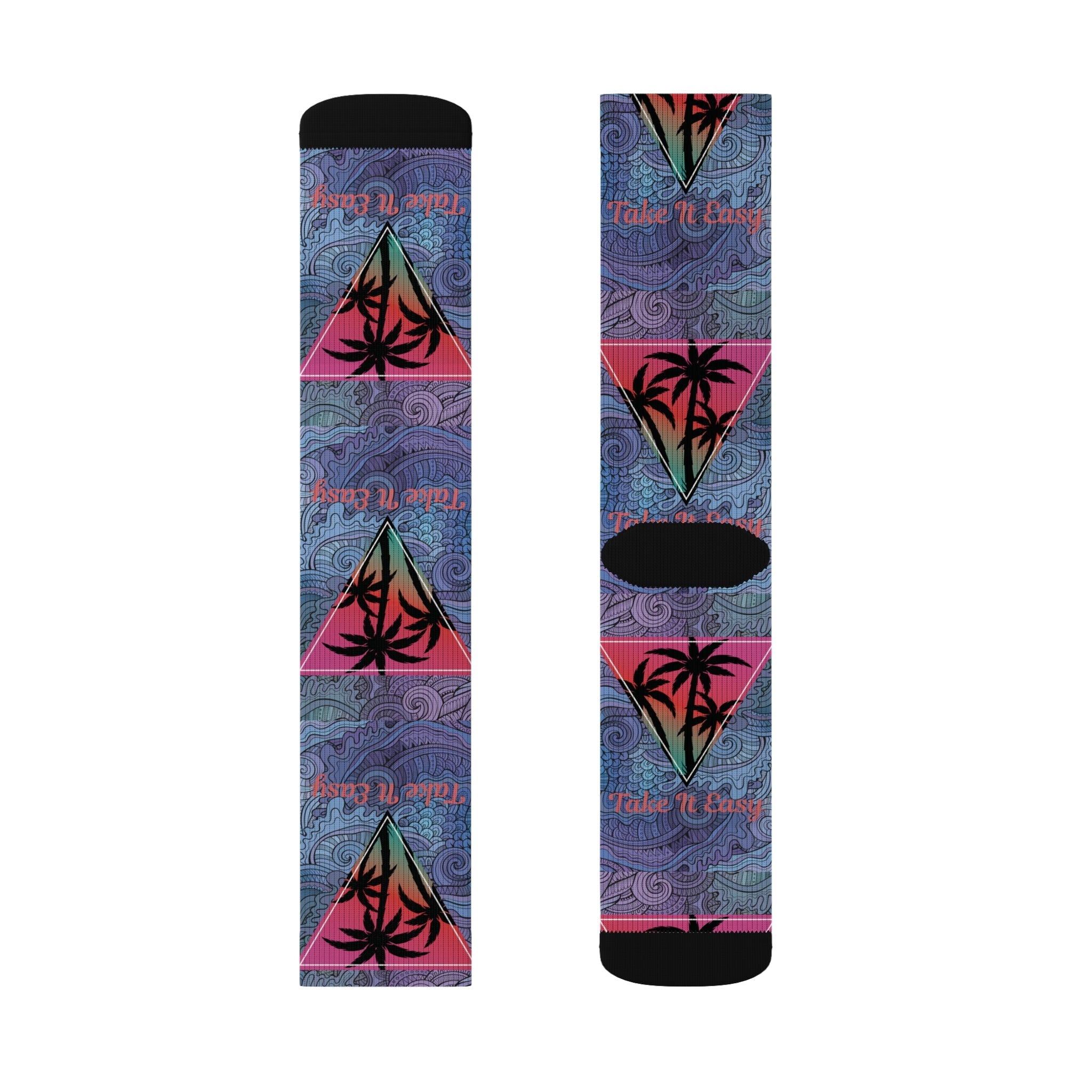 Take It Easy Tropical Socks – Cozy Sublimation Crew Socks for Relaxed Vibes Printify