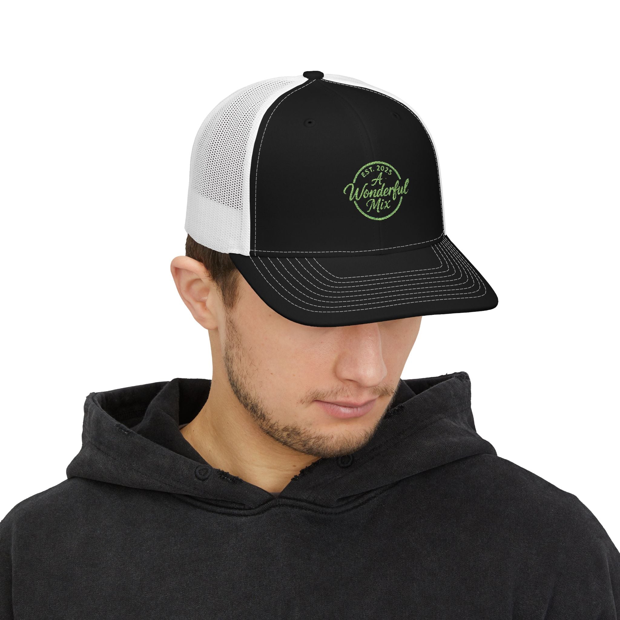 “Wonderful Mix” Snapback Trucker Cap – Black & White Style Staple Printify