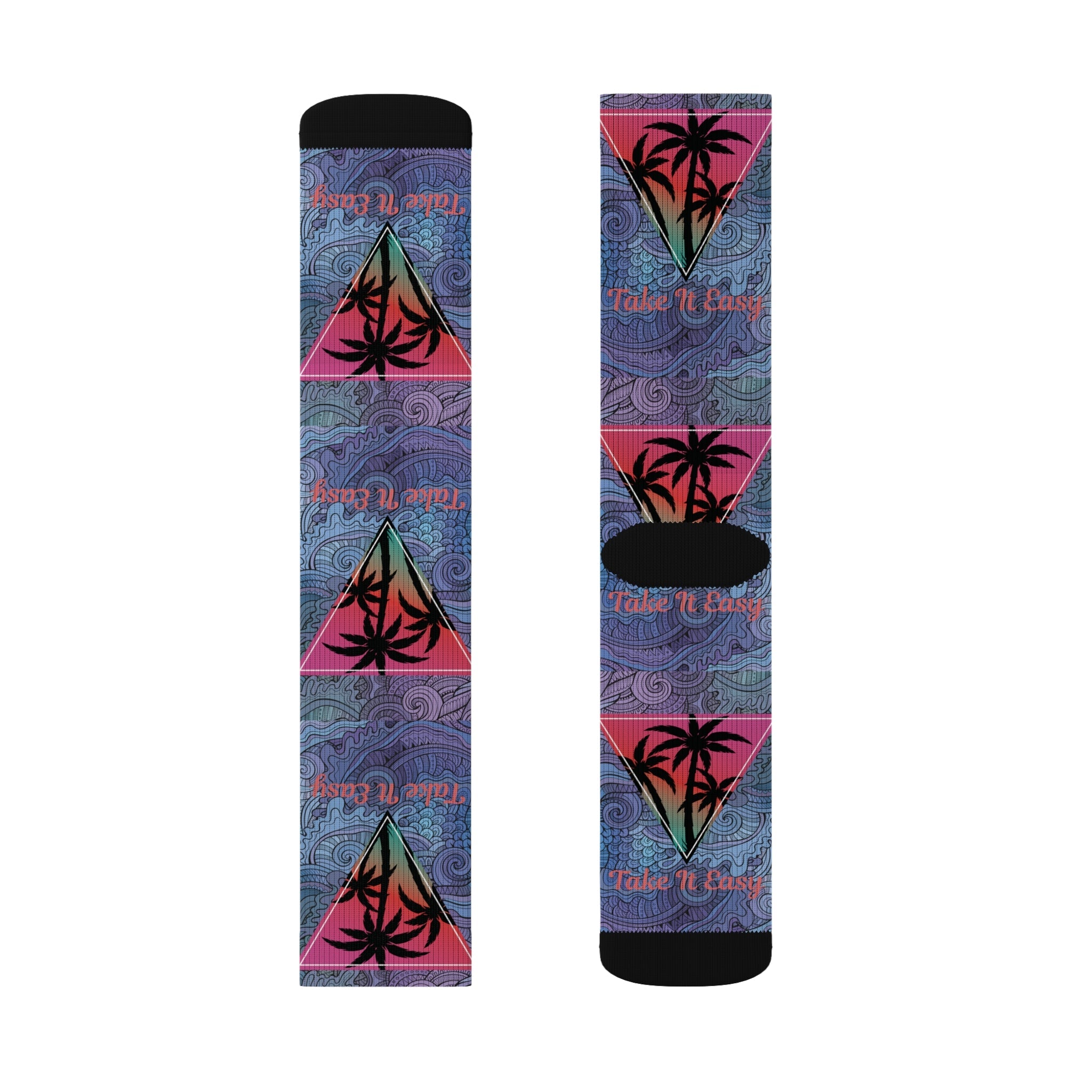 Take It Easy Tropical Socks – Cozy Sublimation Crew Socks for Relaxed Vibes Printify