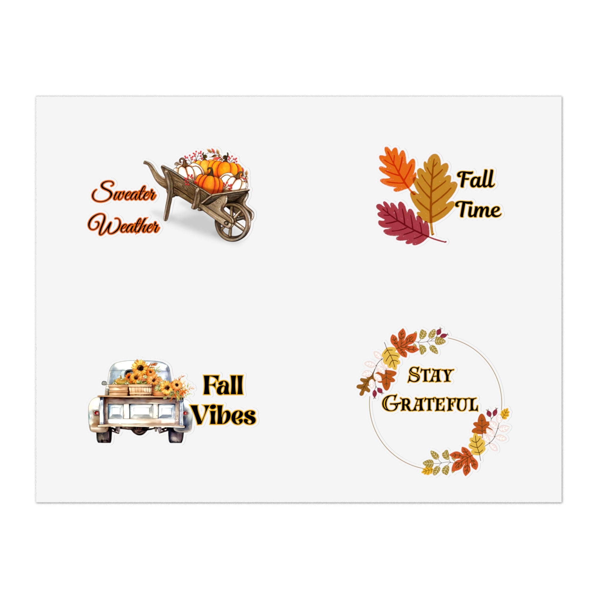 Autumn Sticker Sheets - Stay Grateful, Fall Vibes, Seasonal Decorations, Scrapbooking, Journaling, Gift Wrap Ideas