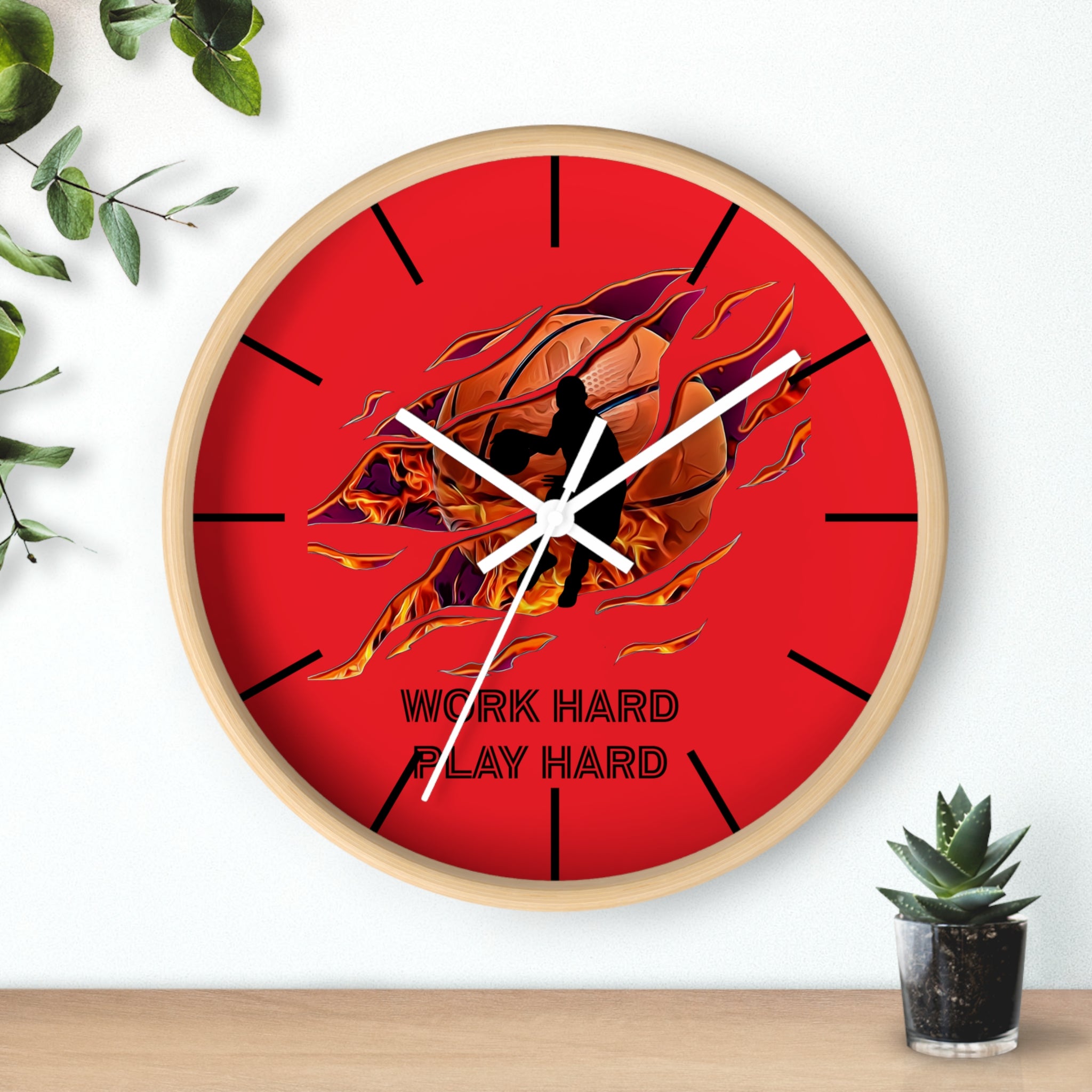Work Hard Play Hard Motivational Wall Clock – Gym & Office Decor for Athletes