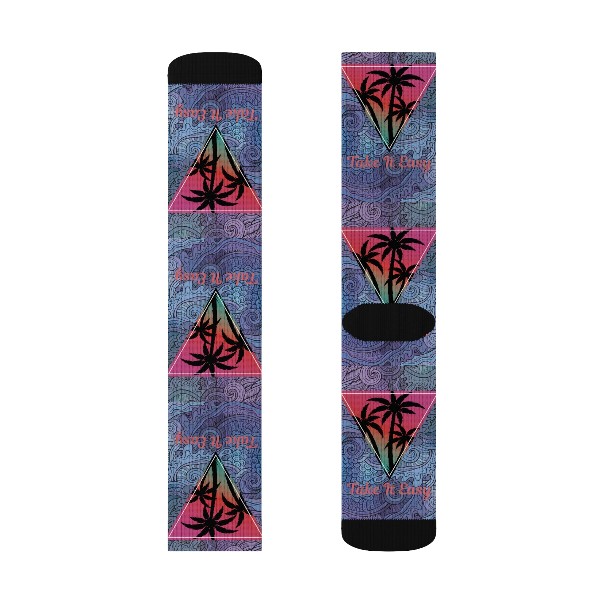Take It Easy Tropical Socks – Cozy Sublimation Crew Socks for Relaxed Vibes Printify