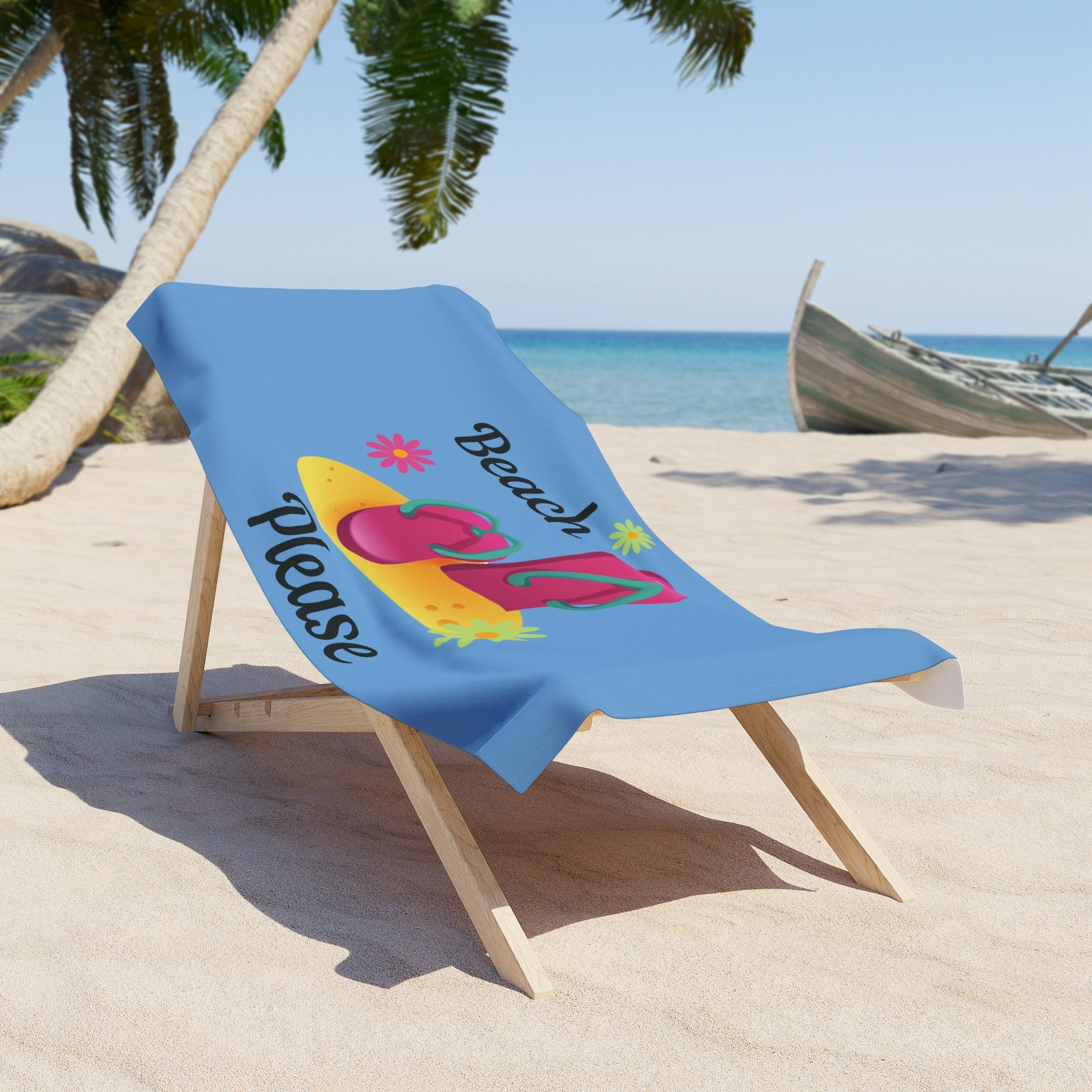 “Beach Please” Tropical Towel – Fun Summer Essential Printify