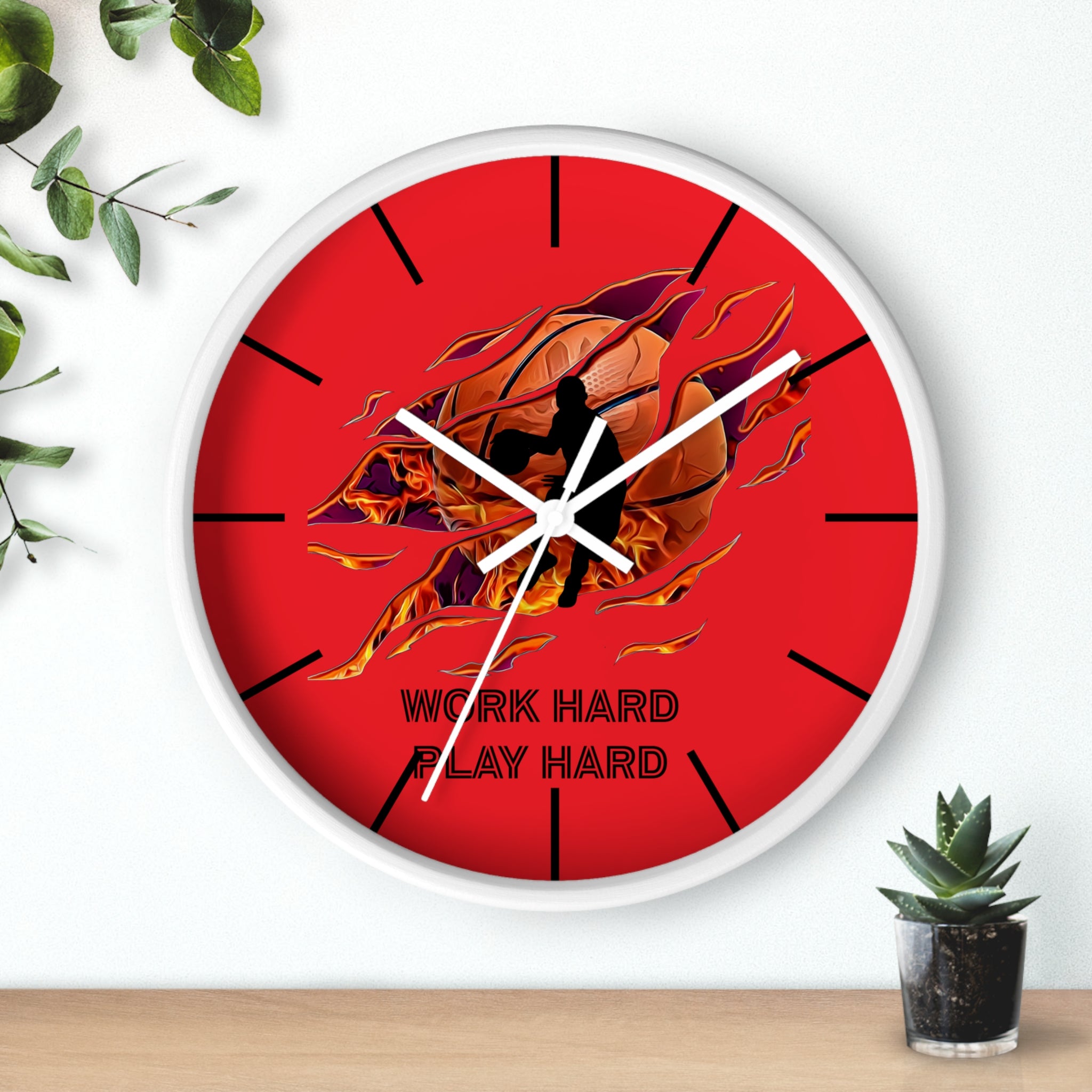 Work Hard Play Hard Motivational Wall Clock – Gym & Office Decor for Athletes