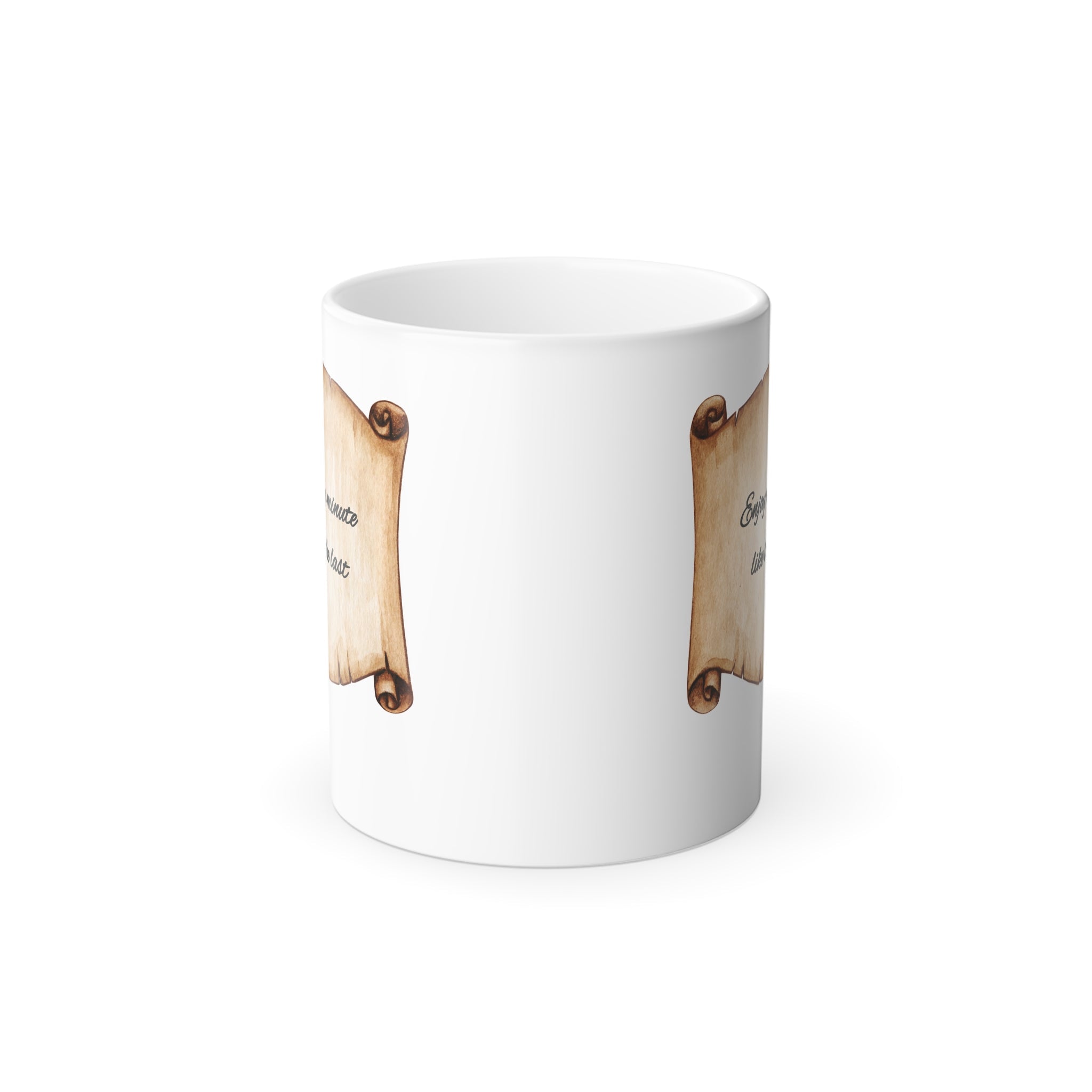 “Enjoy Every Minute” Magic Mug – Heat-Activated Surprise Printify