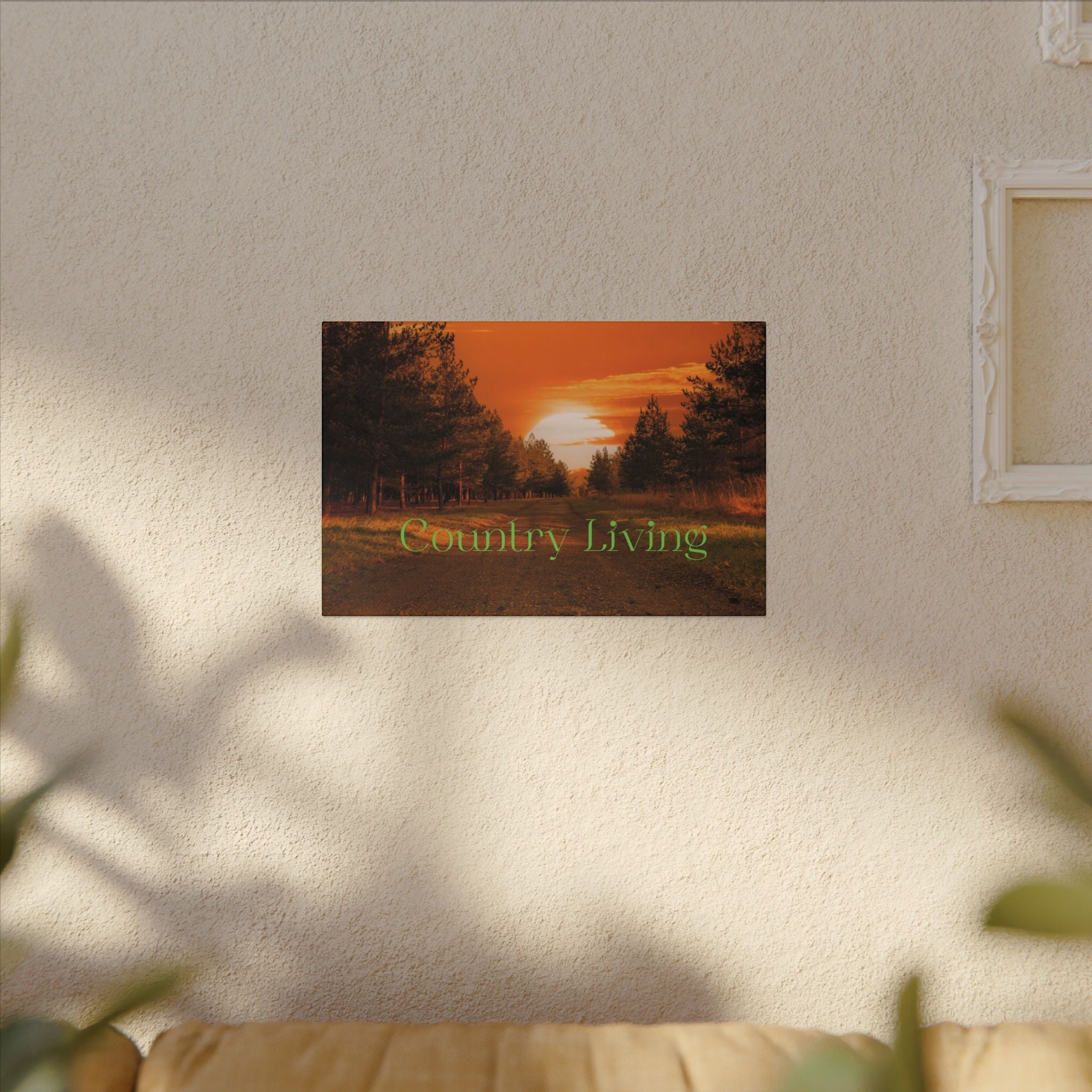 Serene "Country Living" Canvas – Rustic Nature Wall Art for Cozy Homes Printify