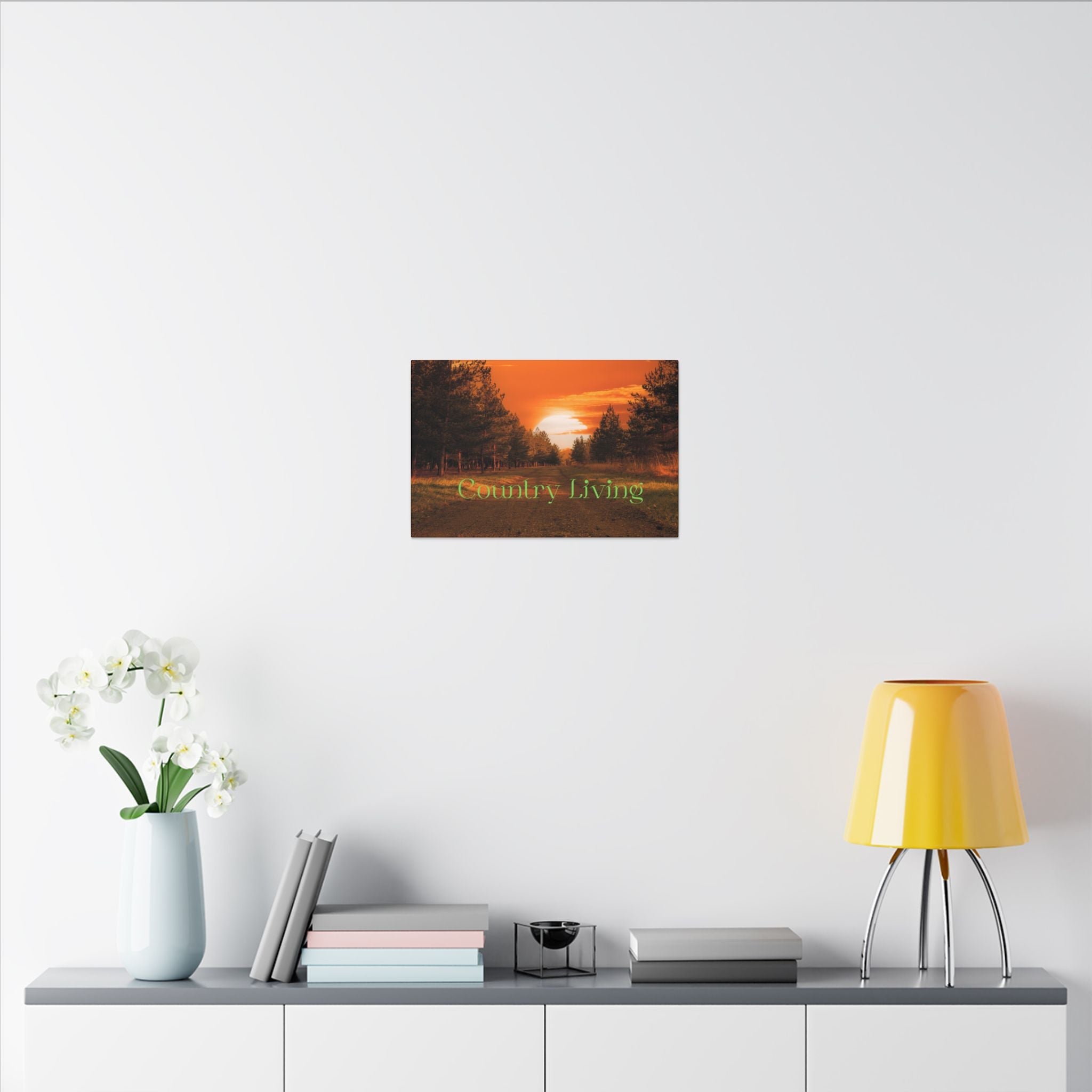 Serene "Country Living" Canvas – Rustic Nature Wall Art for Cozy Homes Printify