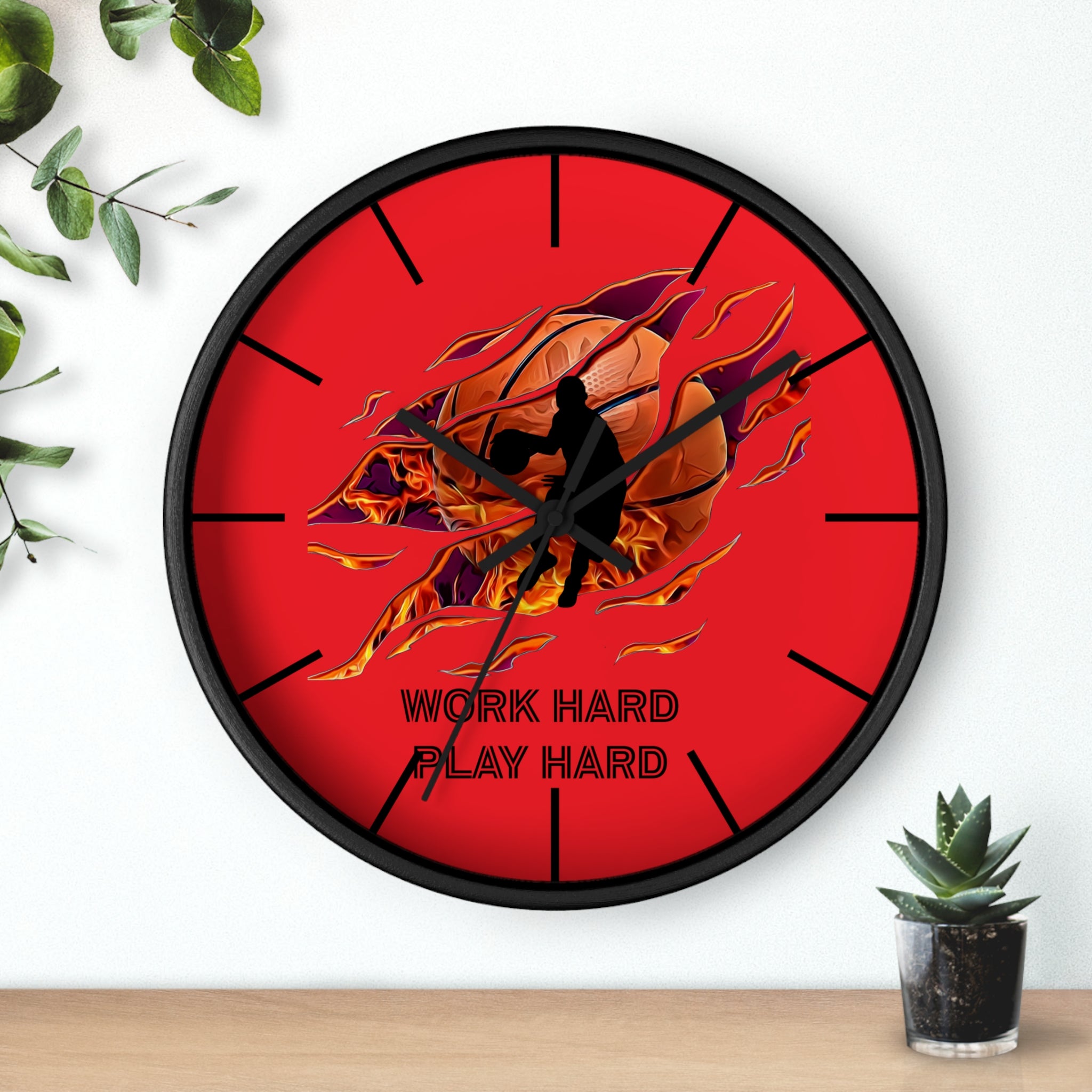 Work Hard Play Hard Motivational Wall Clock – Gym & Office Decor for Athletes