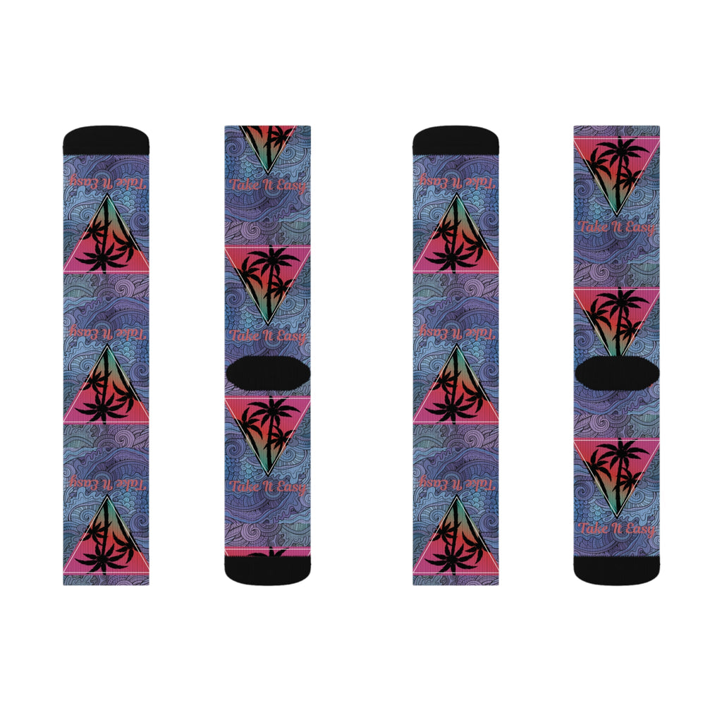 Take It Easy Tropical Socks – Cozy Sublimation Crew Socks for Relaxed Vibes Printify