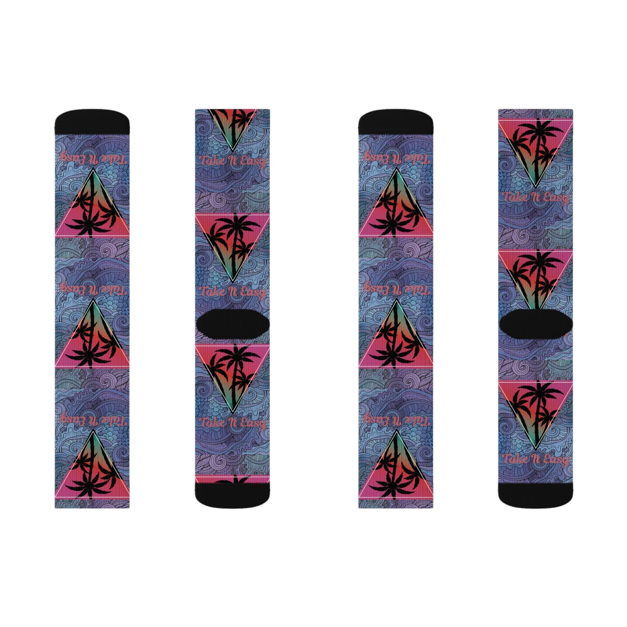 Take It Easy Tropical Socks – Cozy Sublimation Crew Socks for Relaxed Vibes Printify