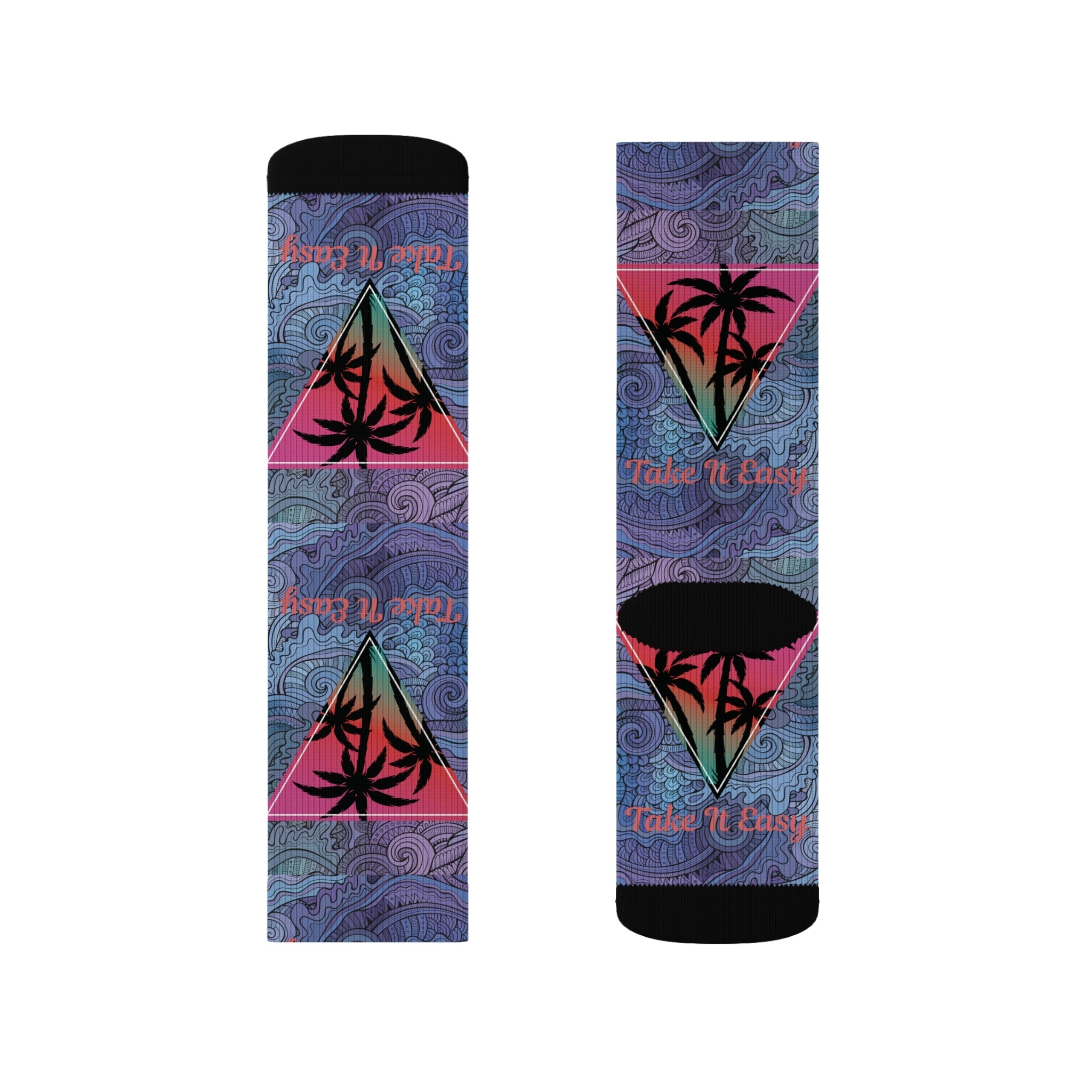 Take It Easy Tropical Socks – Cozy Sublimation Crew Socks for Relaxed Vibes Printify
