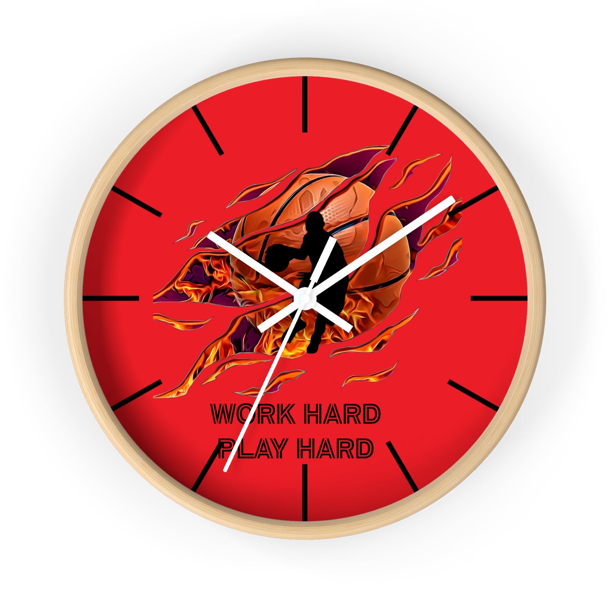Work Hard Play Hard Motivational Wall Clock – Gym & Office Decor for Athletes