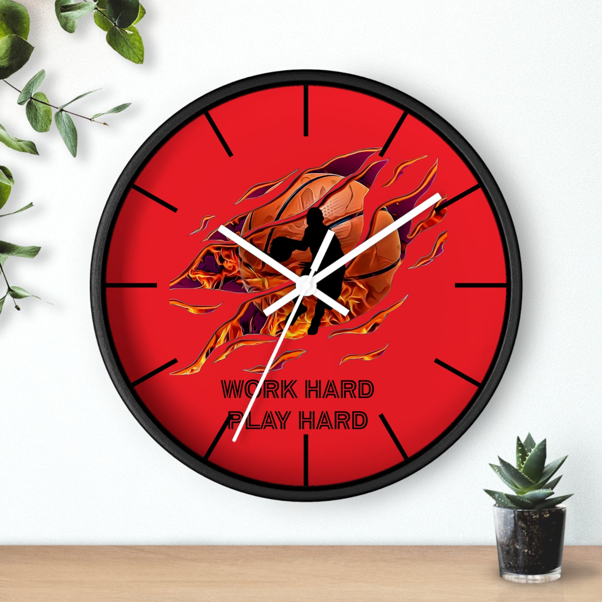 Work Hard Play Hard Motivational Wall Clock – Gym & Office Decor for Athletes