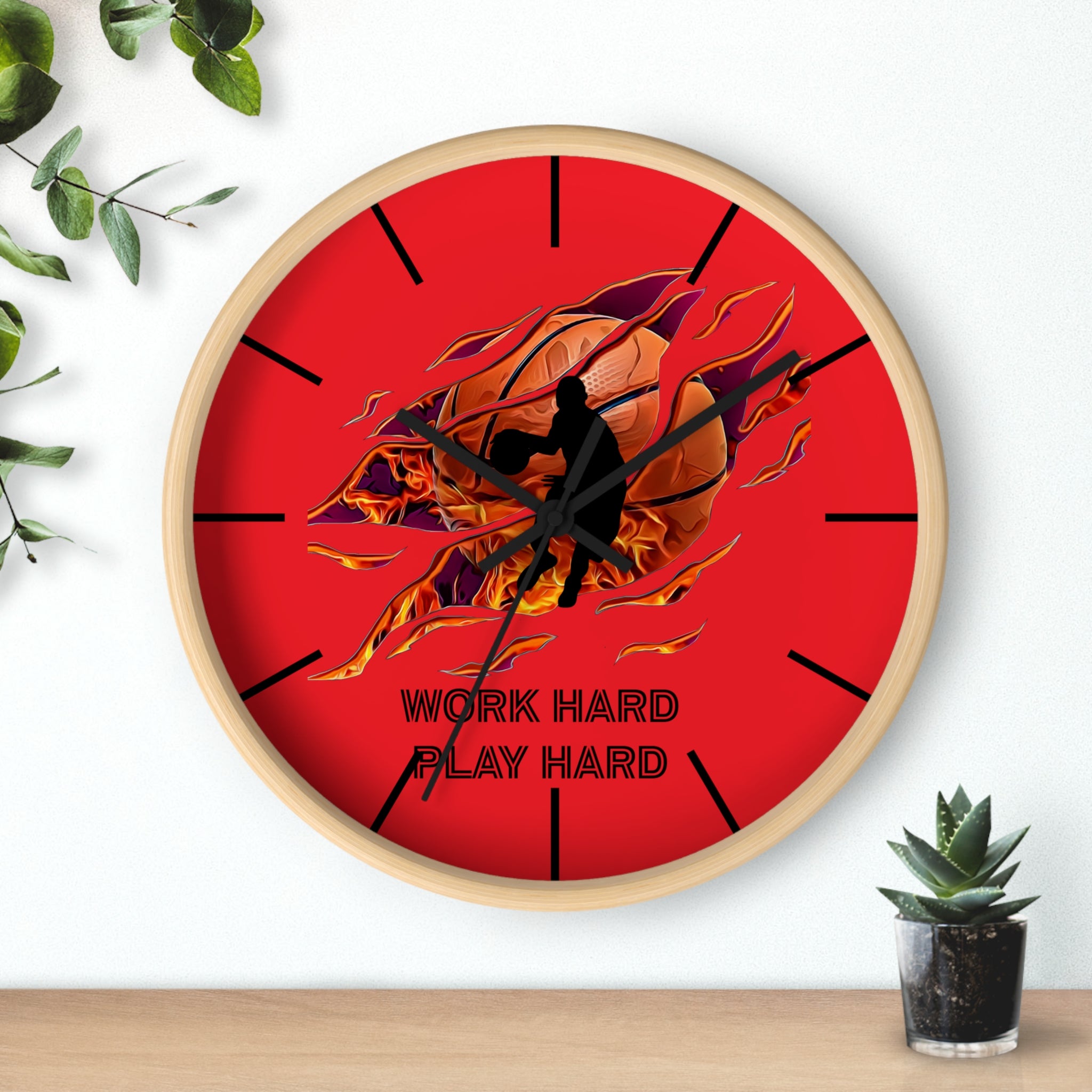 Work Hard Play Hard Motivational Wall Clock – Gym & Office Decor for Athletes