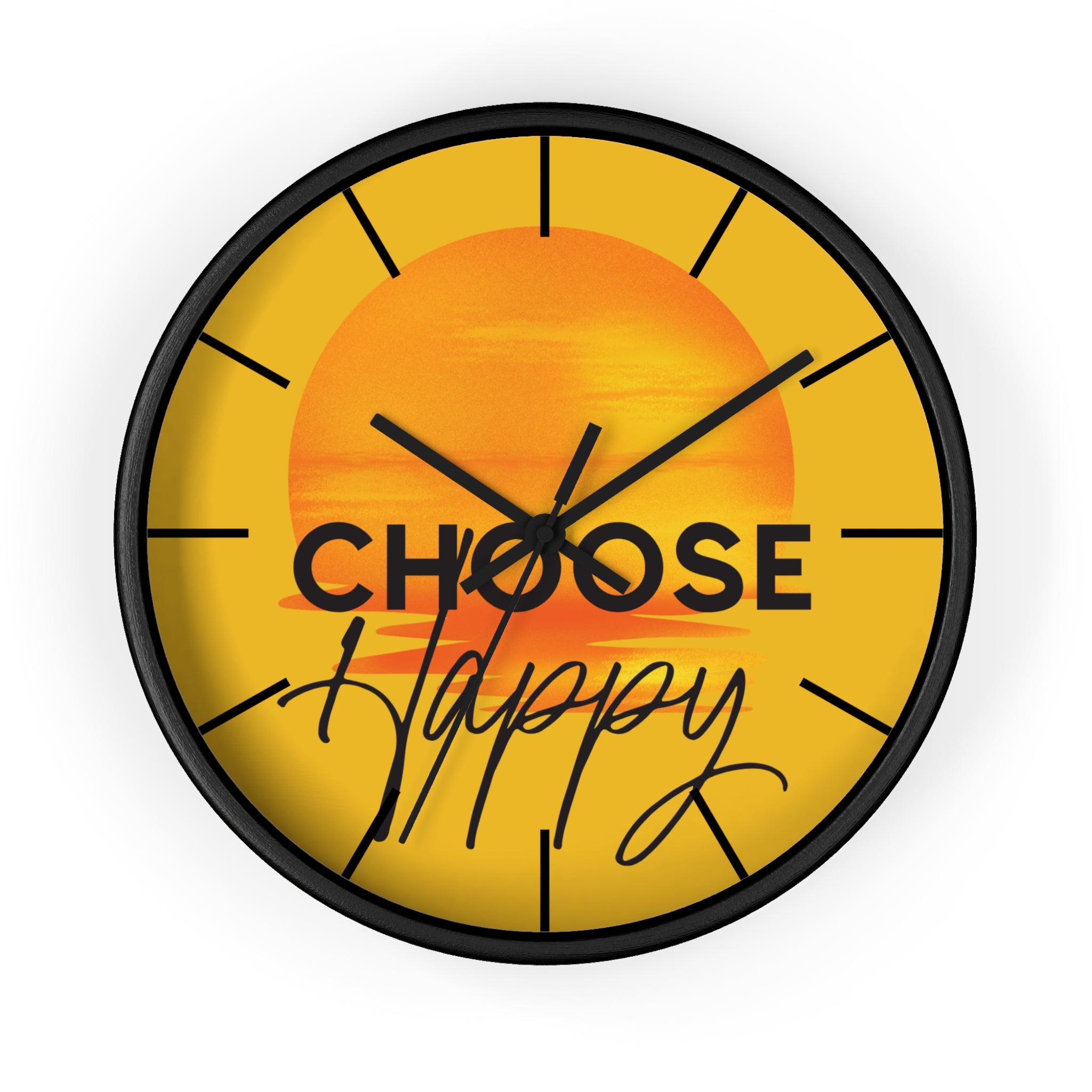 Choose Happy Sunset Wall Clock – Uplifting Home & Office Decor