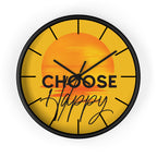 Choose Happy Sunset Wall Clock – Uplifting Home & Office Decor