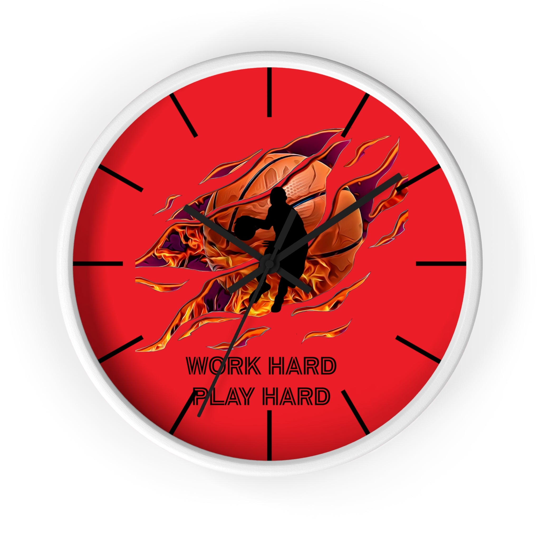 Work Hard Play Hard Motivational Wall Clock – Gym & Office Decor for Athletes