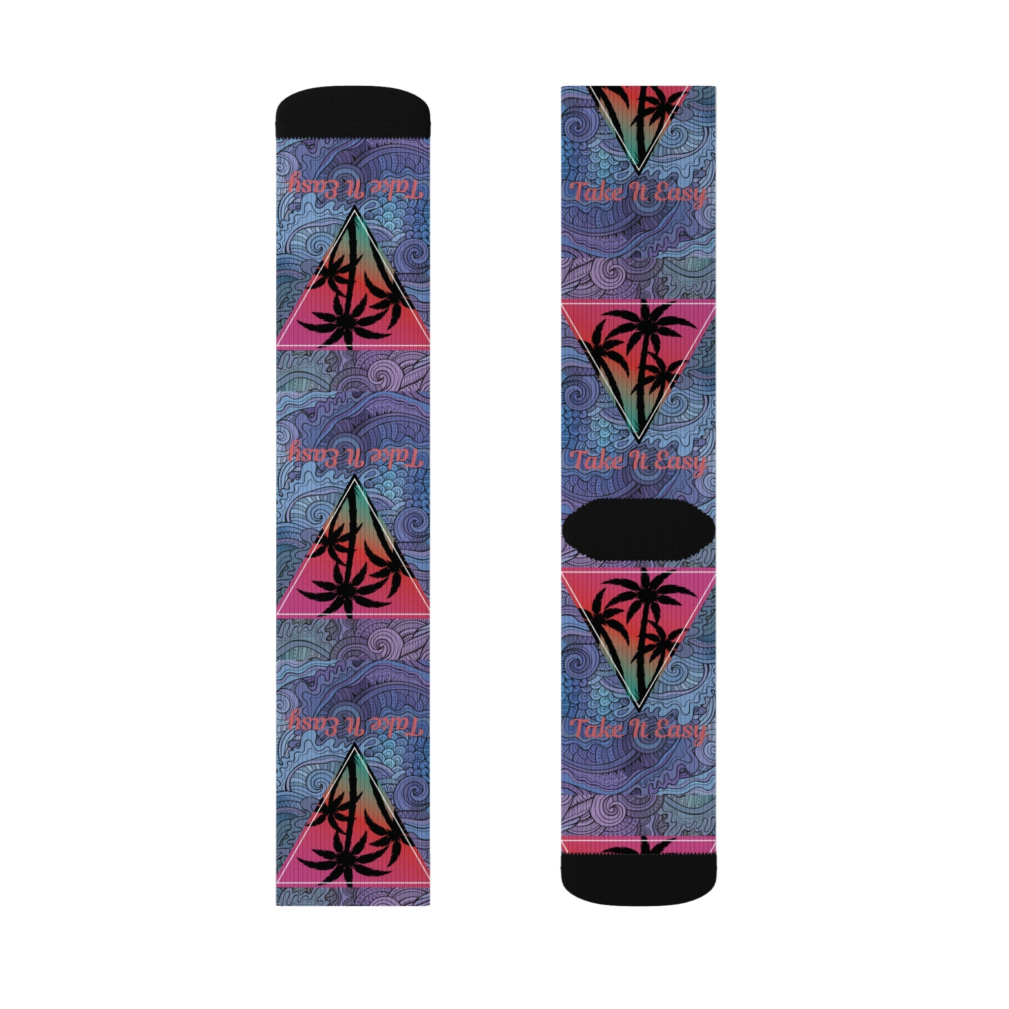 Take It Easy Tropical Socks – Cozy Sublimation Crew Socks for Relaxed Vibes Printify