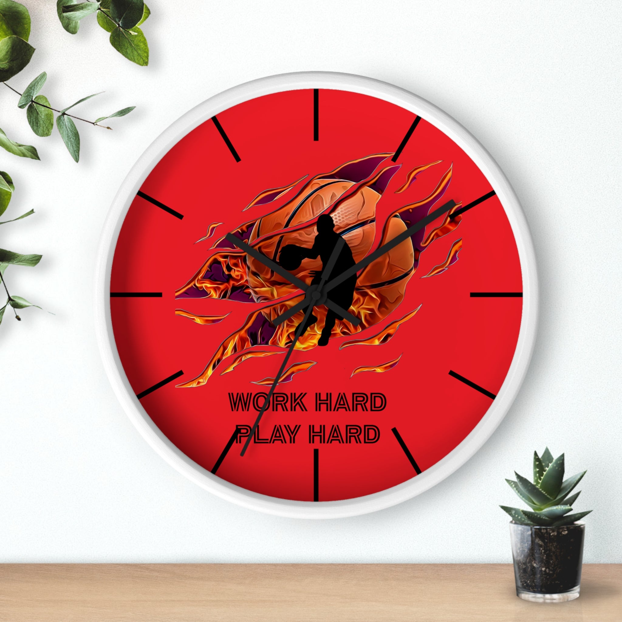 Work Hard Play Hard Motivational Wall Clock – Gym & Office Decor for Athletes