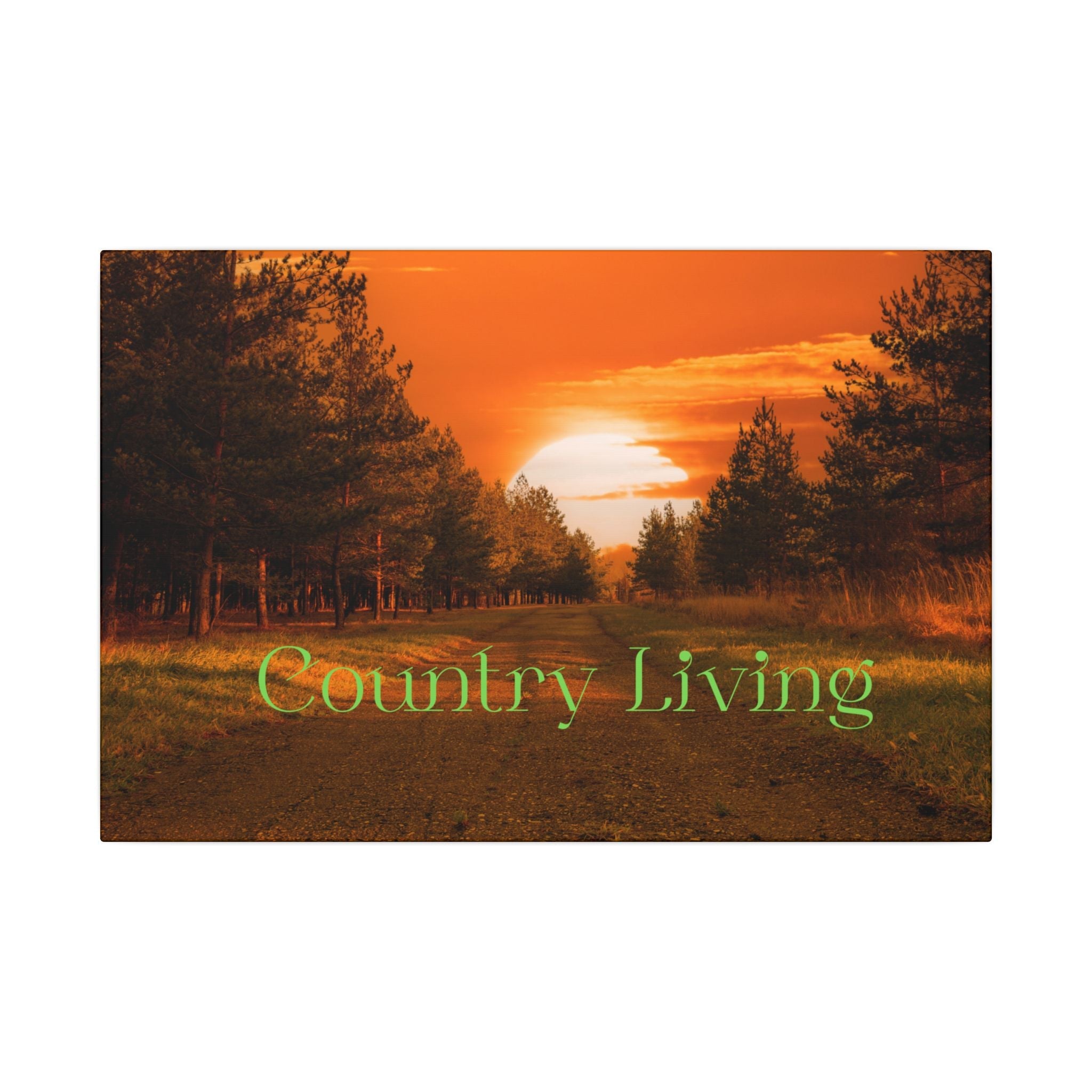 Serene "Country Living" Canvas – Rustic Nature Wall Art for Cozy Homes Printify