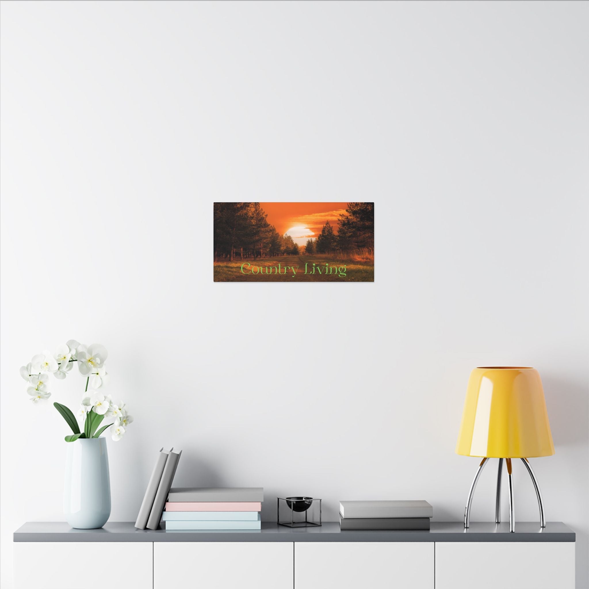 Serene "Country Living" Canvas – Rustic Nature Wall Art for Cozy Homes Printify