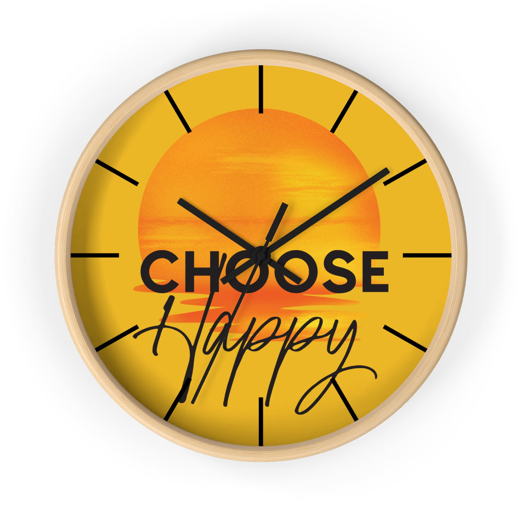 Choose Happy Sunset Wall Clock – Uplifting Home & Office Decor