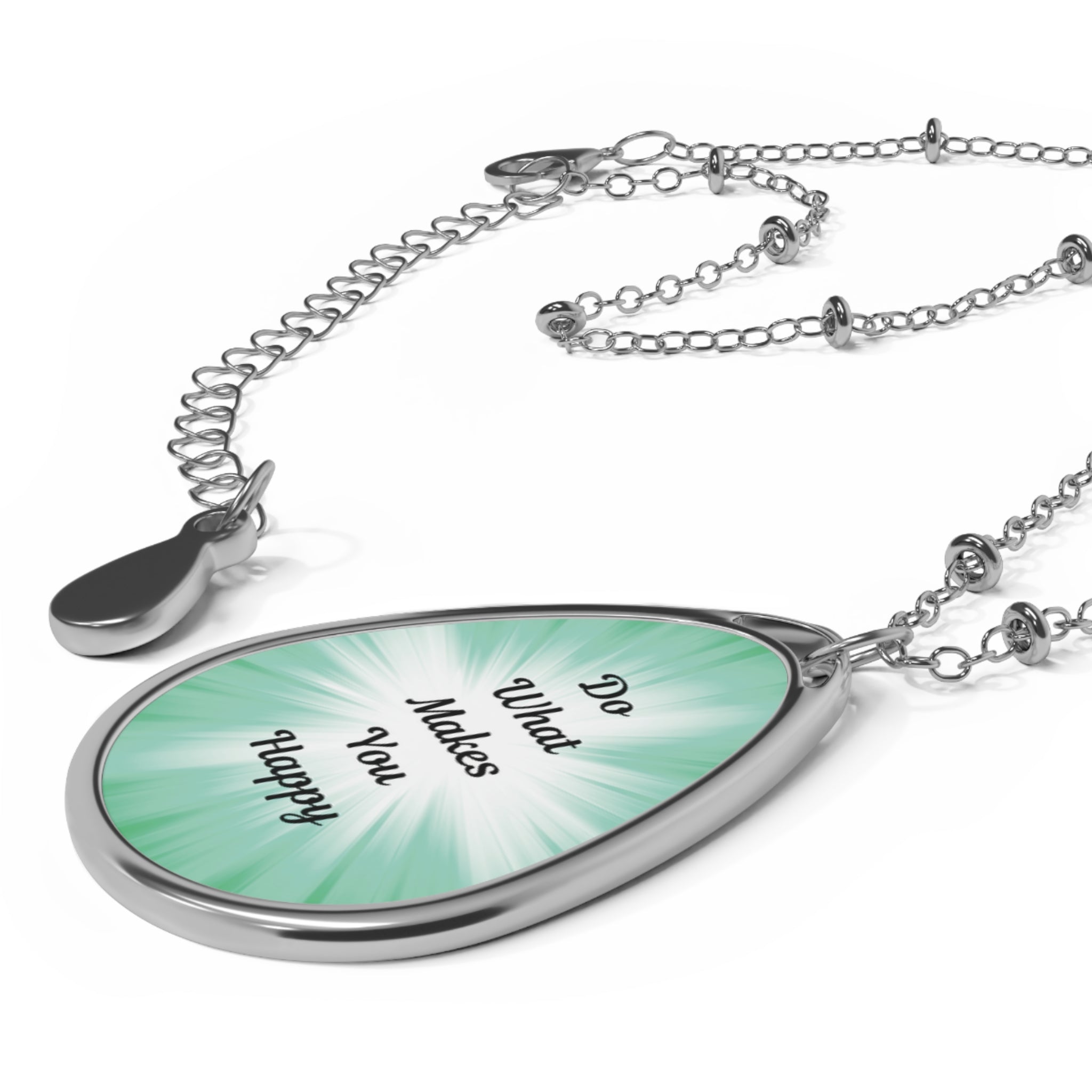 “Do What Makes You Happy” Oval Necklace – Everyday Motivation Printify